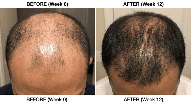 Before and after hair regrowth results